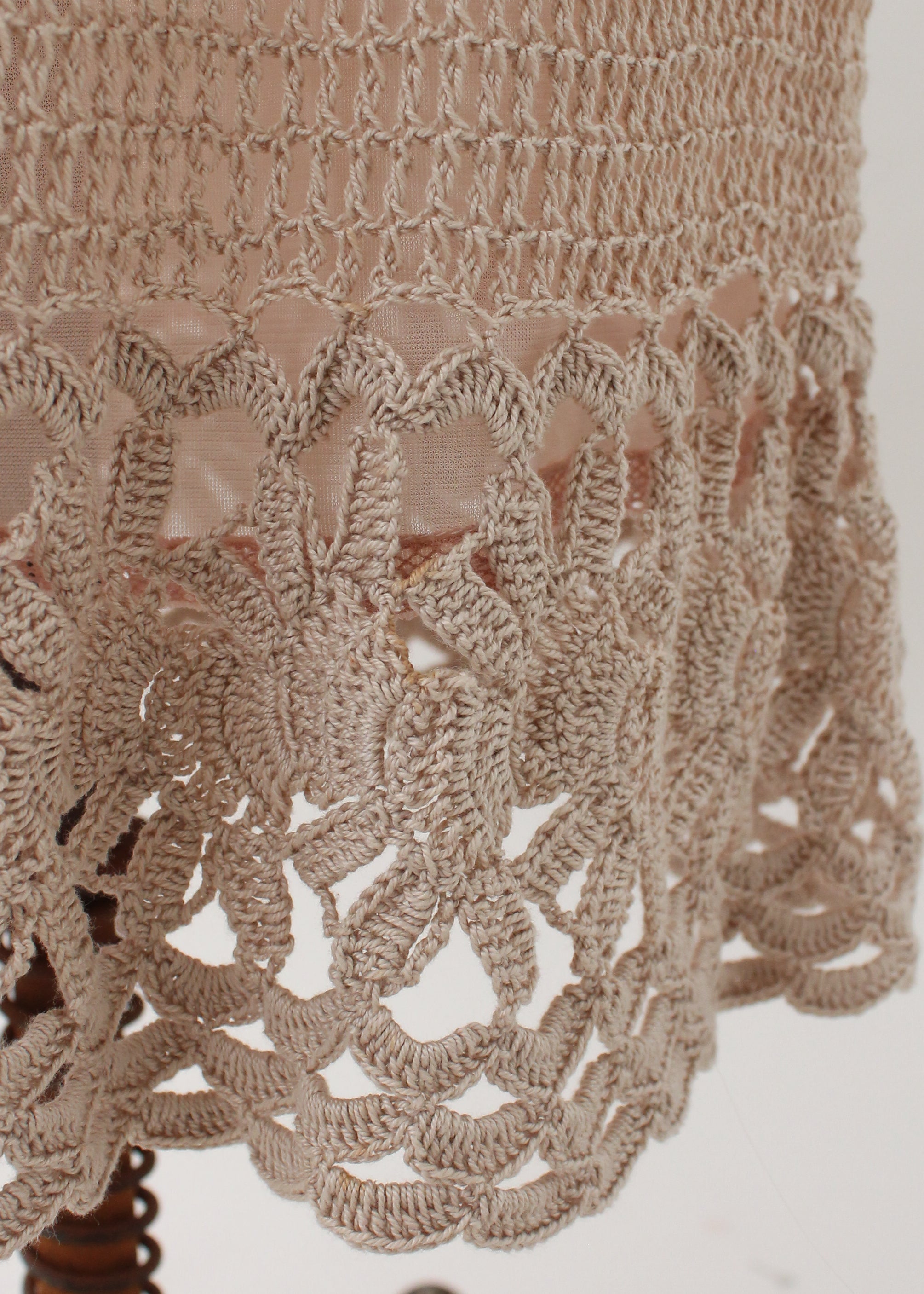 Vintage 1970s Tan Crochet Dress Set