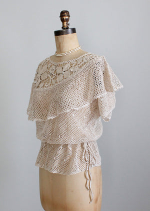 1930s style crochet sweater top