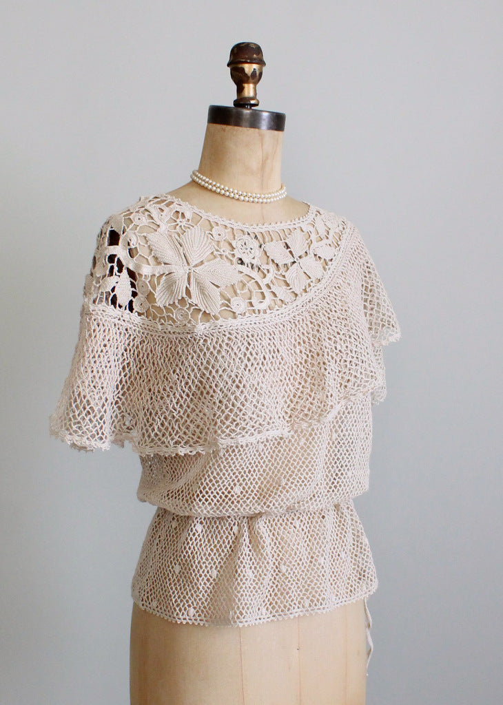 1970s crochet knit summer top