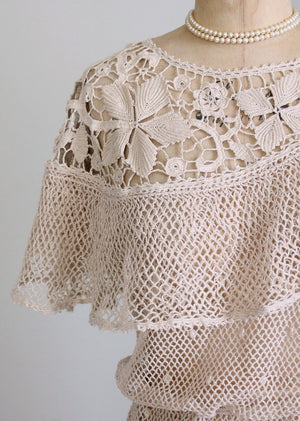 Vintage 1970s crochet flower top