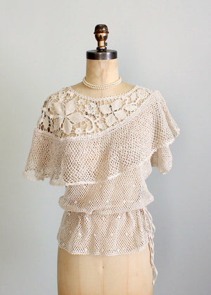 1970s crochet knit summer top