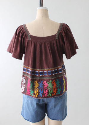 Vintage 1970s Guatemalan Embroidered Cotton Top