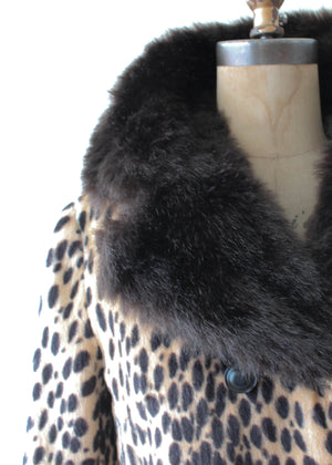 Vintage 1970s Leopard Print and Faux Fur Coat