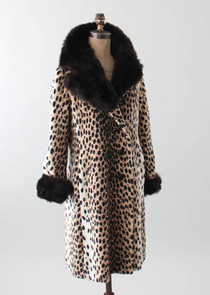 Vintage 1970s Leopard Print and Faux Fur Coat