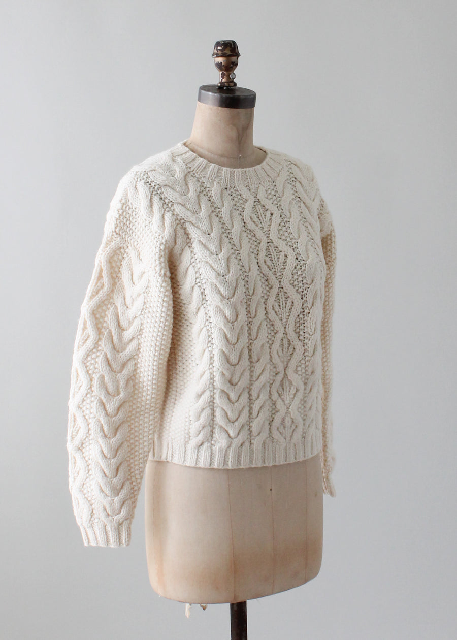 Vintage 1970s Fisherman Cable Knit Sweater