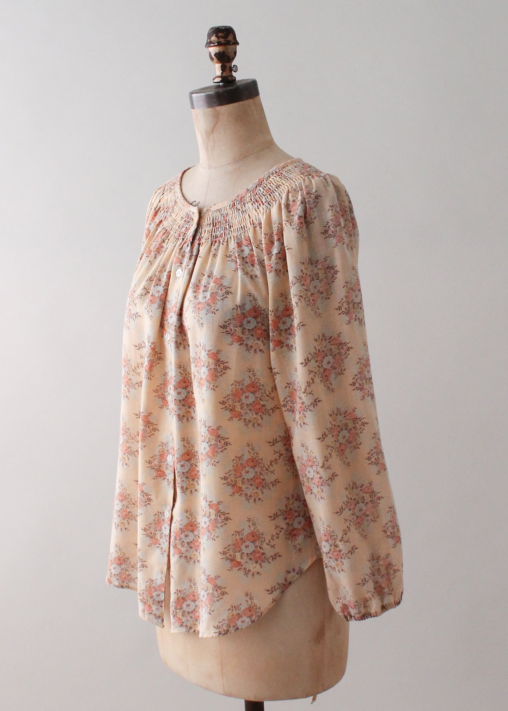 Vintage 1970s Floral Gauze Shirt