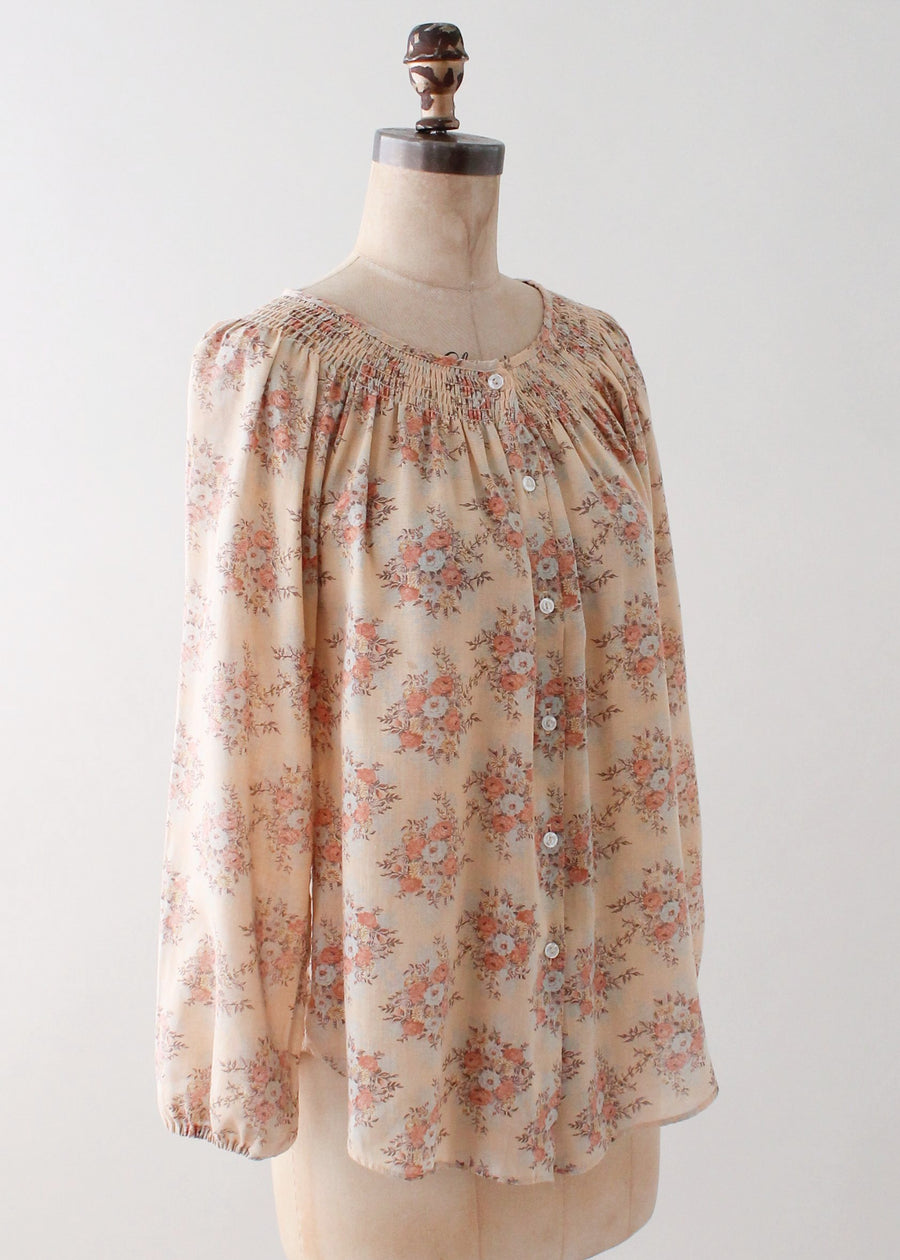 Vintage 1970s Floral Gauze Shirt