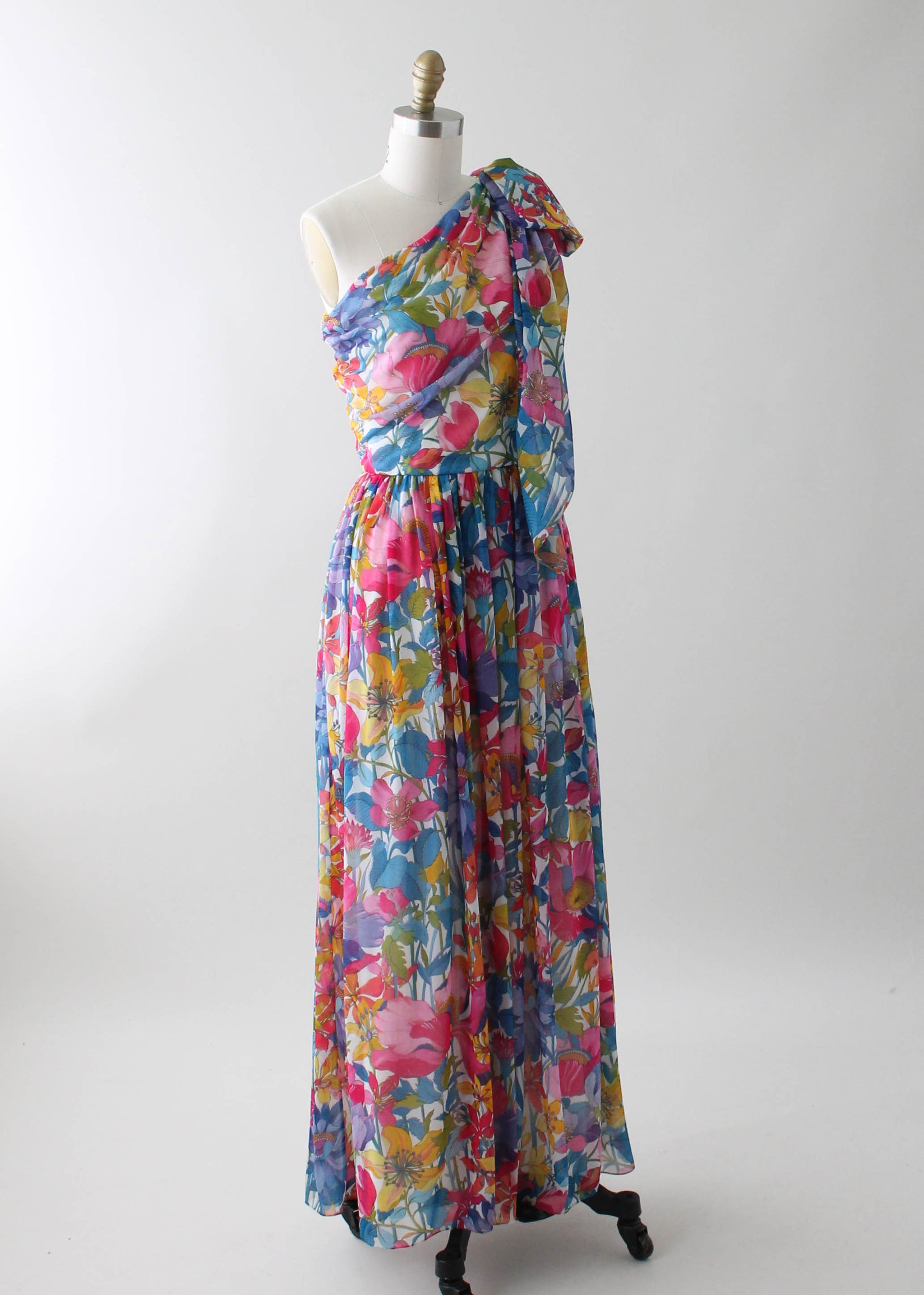 sachin and babi light blue dress Emerald Floral Maxi Dress - One-Shoulder Dress - Chiffon Dress main image 0