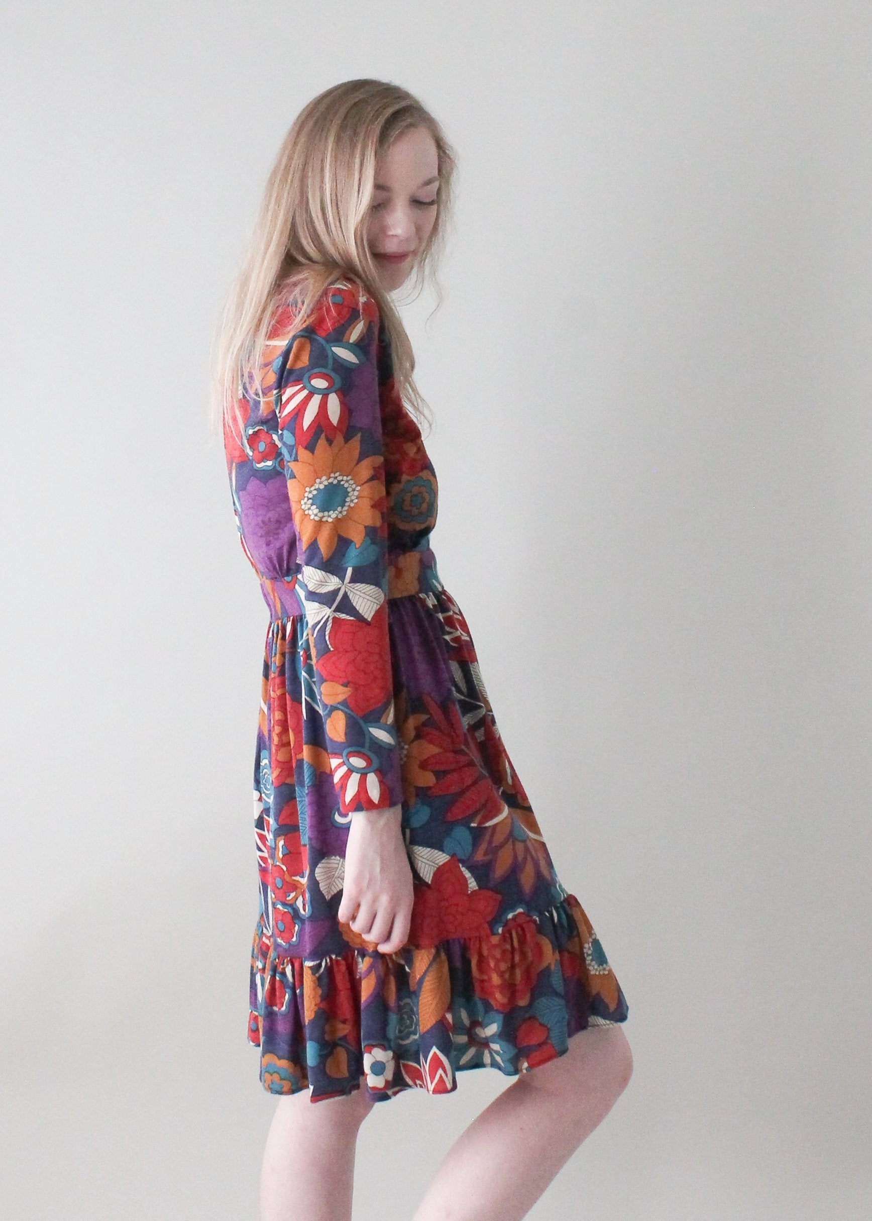 Vintage 1970s Fall Florals Cotton Dress - Raleigh Vintage Vintage 1970s Fall Florals Cotton Dress - Raleigh Vintage