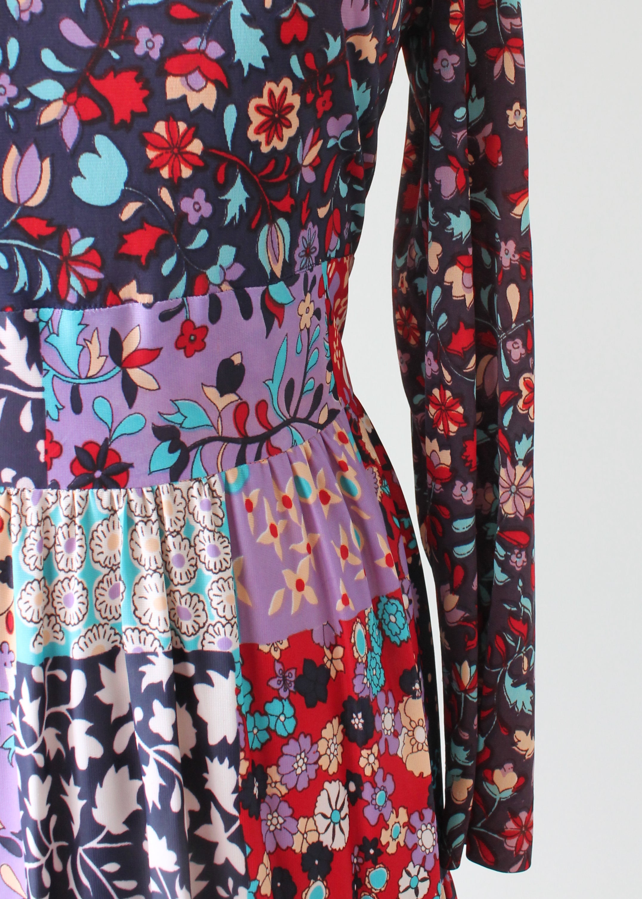 Vintage 1970s Floral Patchwork Maxi Dress