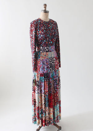 Vintage 1970s Floral Patchwork Maxi Dress