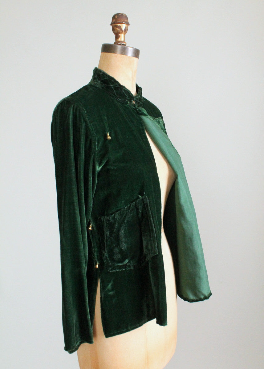 Vintage 1960s Green Velvet Nepalese Shirt