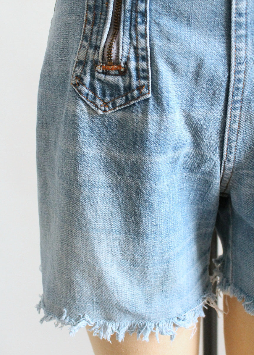 Vintage 1970s Double Zip High Waist Denim Shorts
