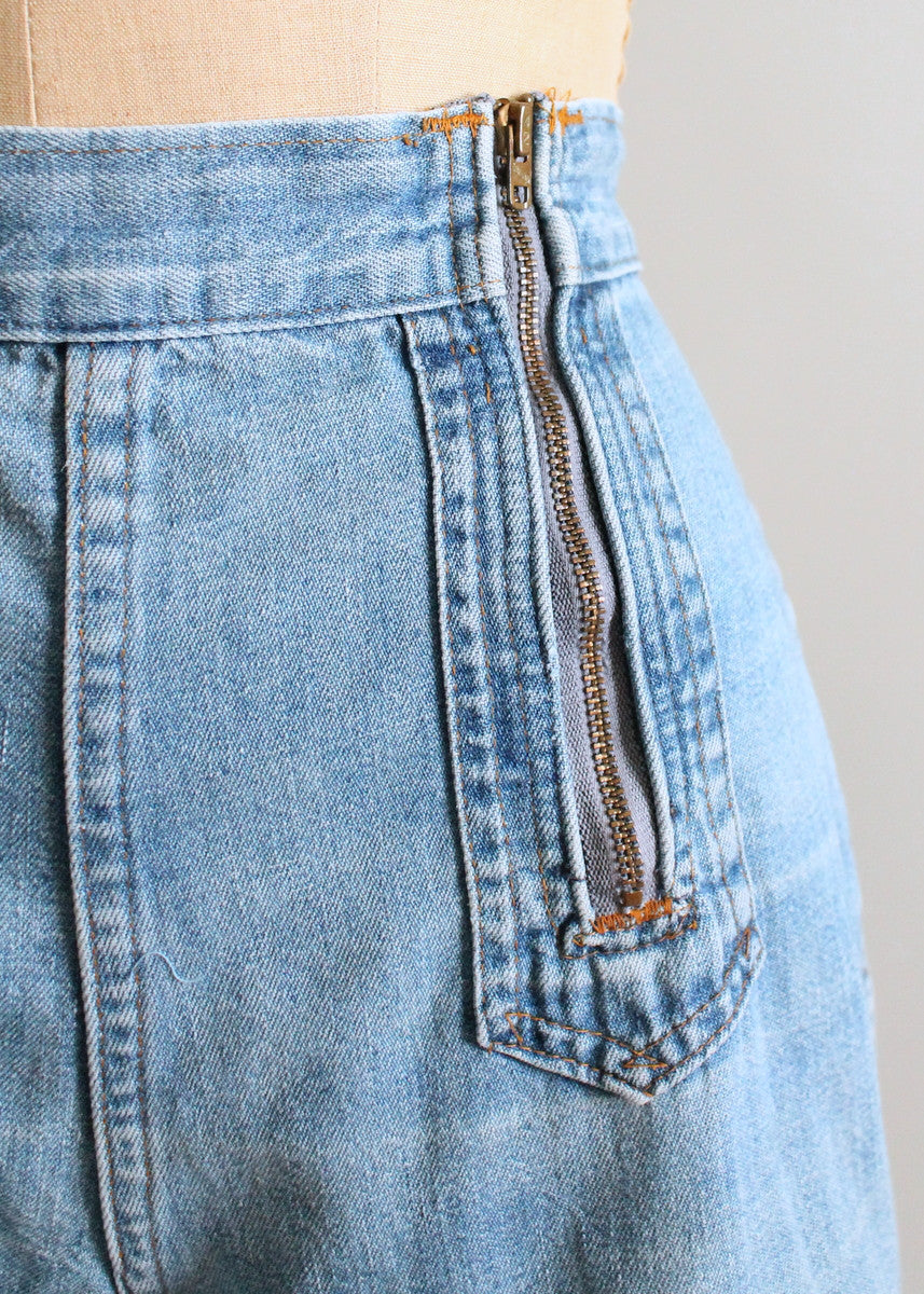 Vintage 1970s Double Zip High Waist Denim Shorts