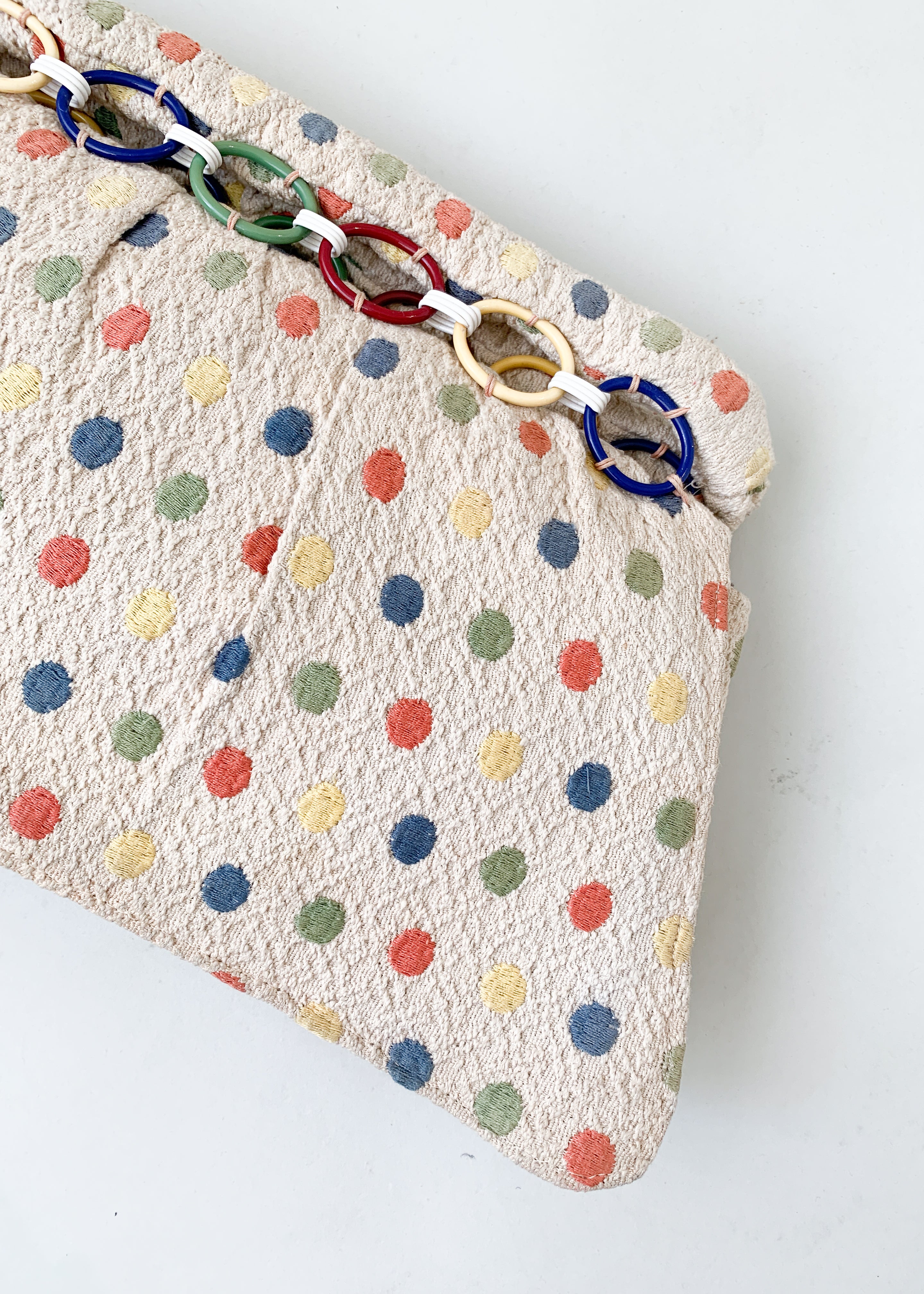 Vintage 1940s Fabric Clutch with Celluloid Rings
