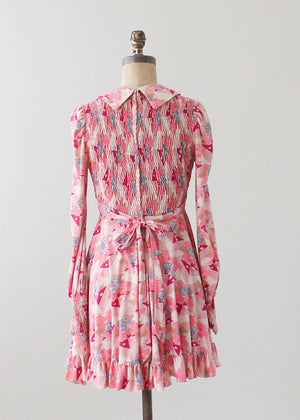 Vintage 1960s Smocked Mini Dress
