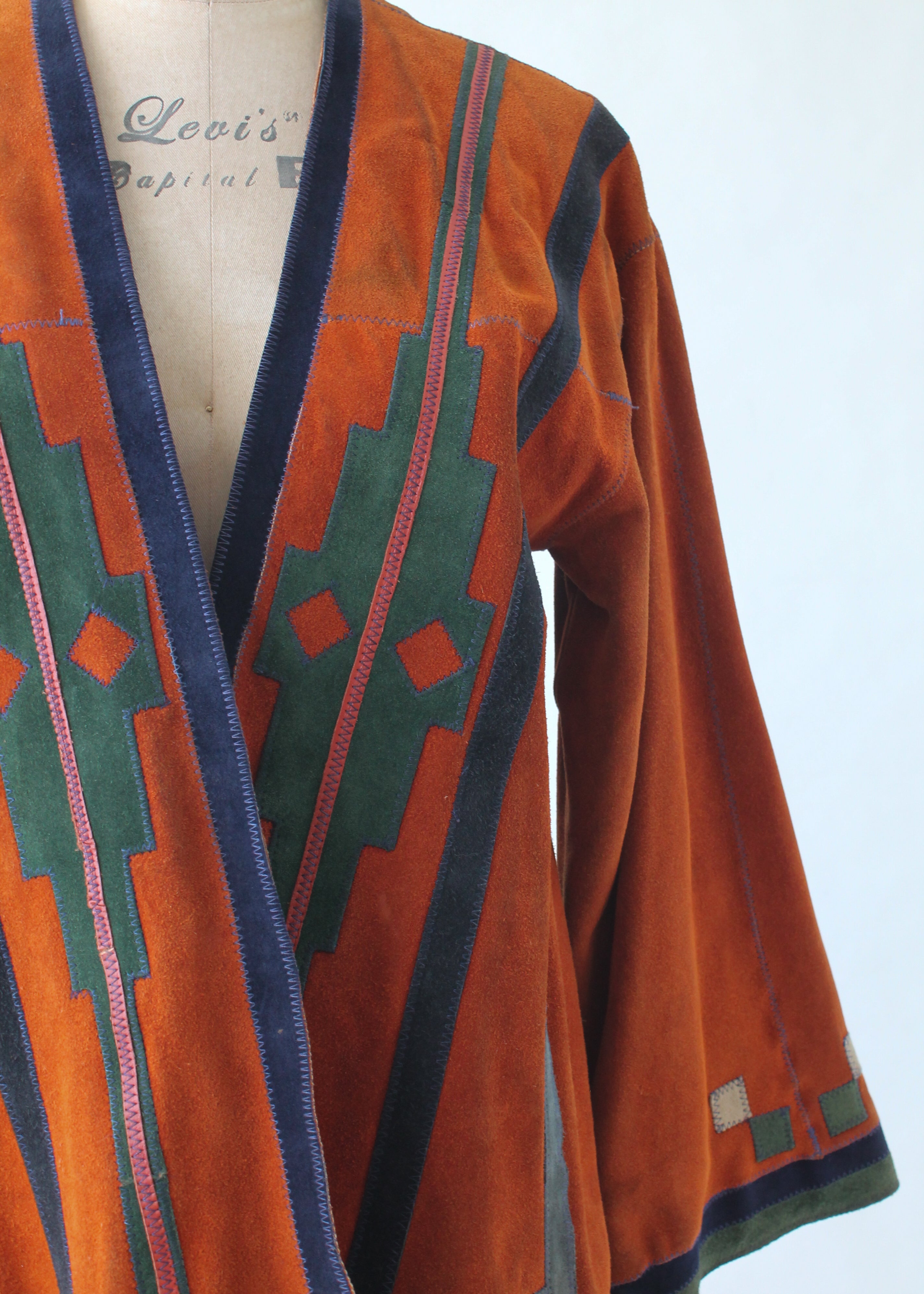 Vintage 1970s Patchwork Suede Wrap Jacket