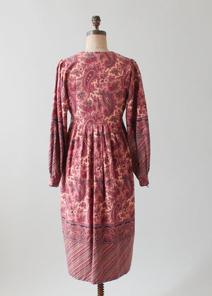 Vintage 1970s Pink Paisley Pastiche Dress