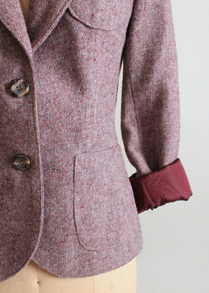 Vintage 1970s Plum Wool Tweed Jacket