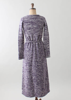Vintage 1970s Purple Space Dyed Knit Maxi Dress