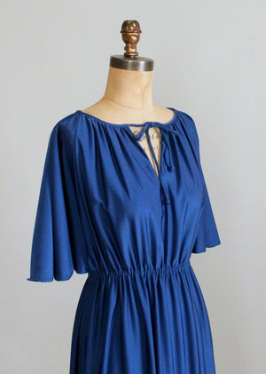 Vintage 1970s Royal Blue Maxi Dress