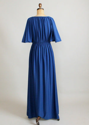 Vintage 1970s Royal Blue Maxi Dress