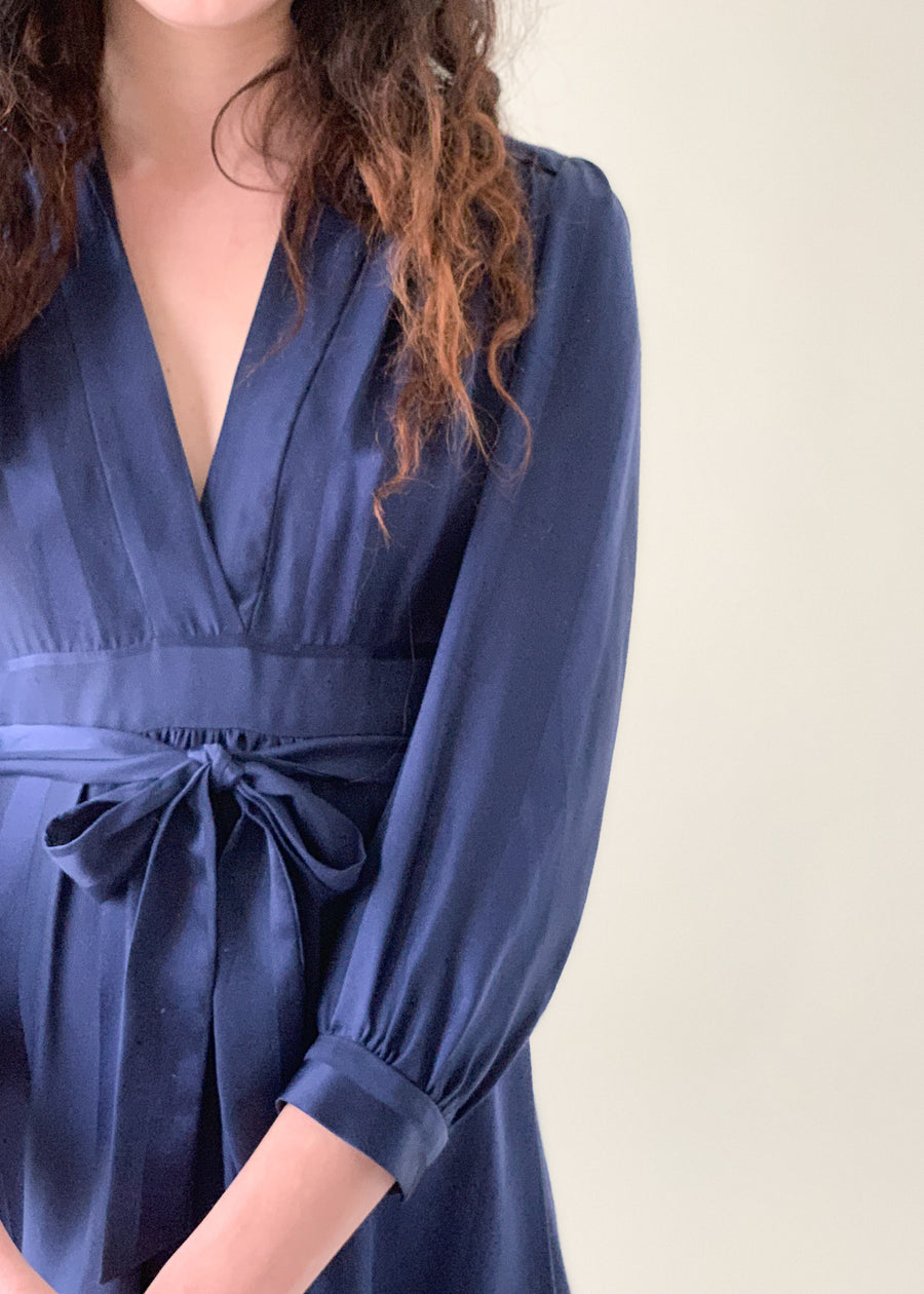 Vintage 1970s Navy Silk Mini Dress