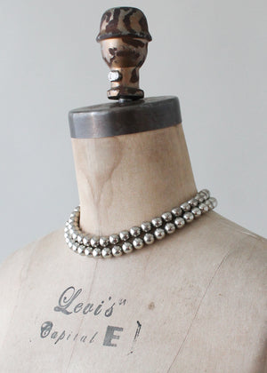 Vintage Silver Beaded Choker Necklace