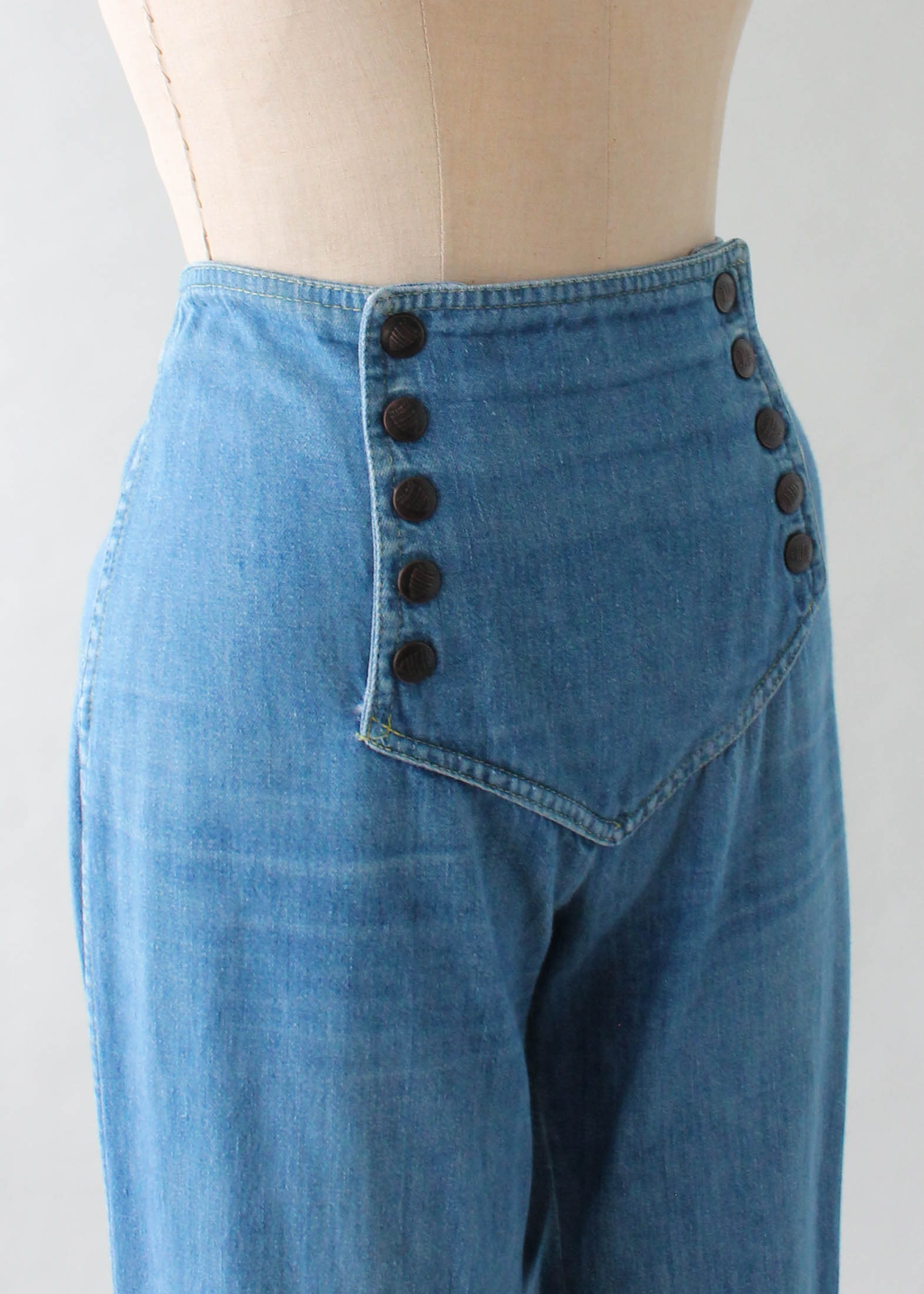 Vintage 1970s Snap Front Wide Leg Jeans