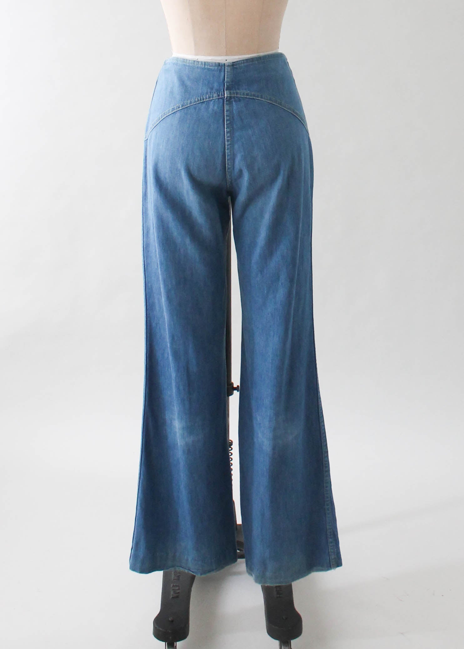 Vintage 1970s Snap Front Wide Leg Jeans