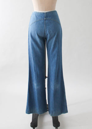 Vintage 1970s Snap Front Wide Leg Jeans
