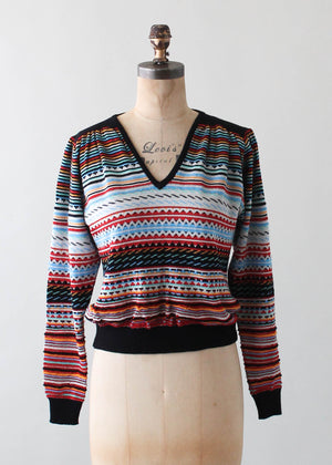 Vintage 1970s Sparkle Striped Sweater