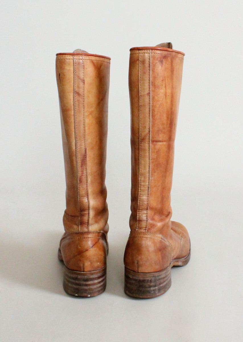 Vintage 1960's Boots, Rugged Vintage Lace-Up Leather Boots from Spool 72.