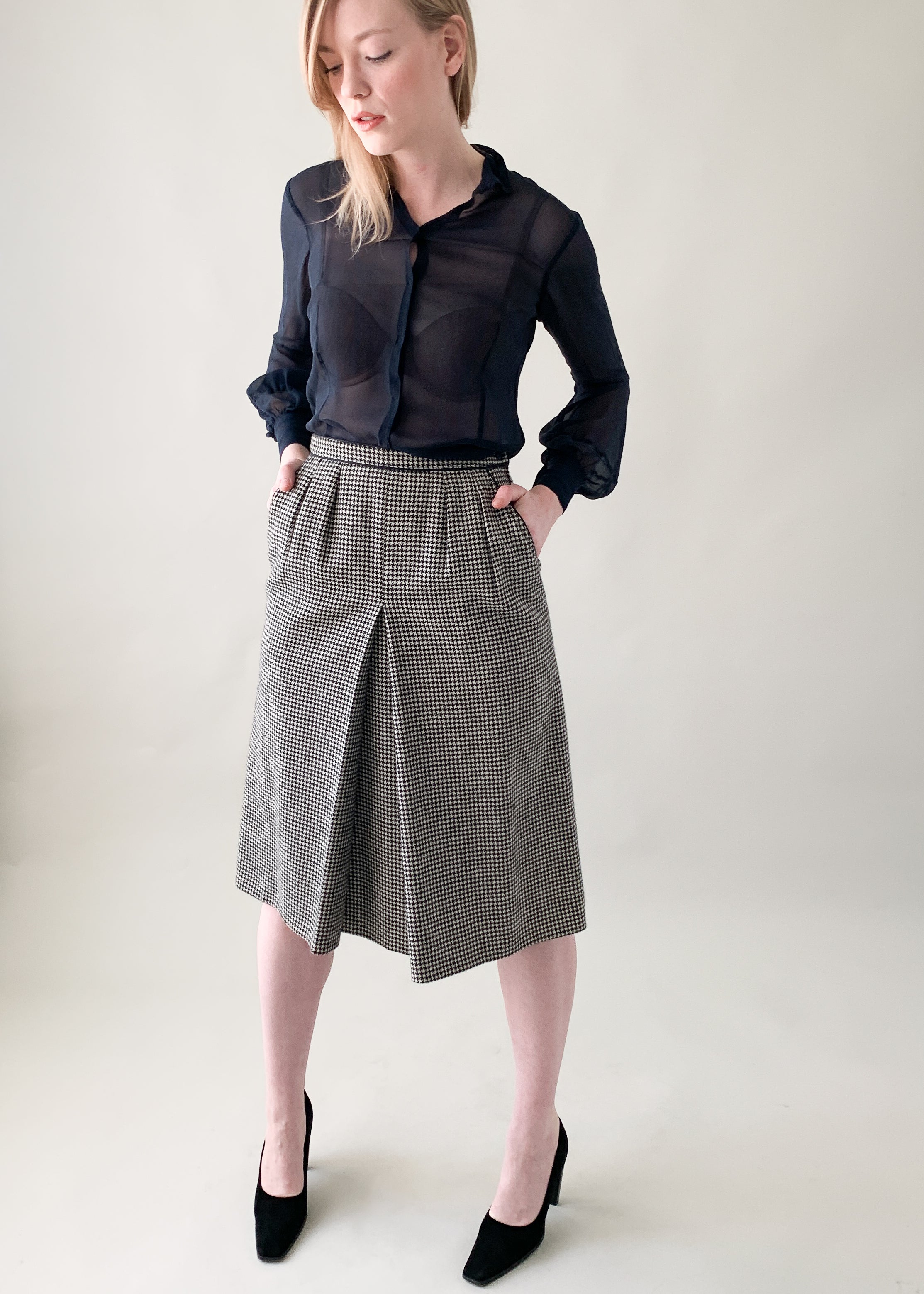 Vintage 1970s Yves Saint Laurent Houndstooth Skirt