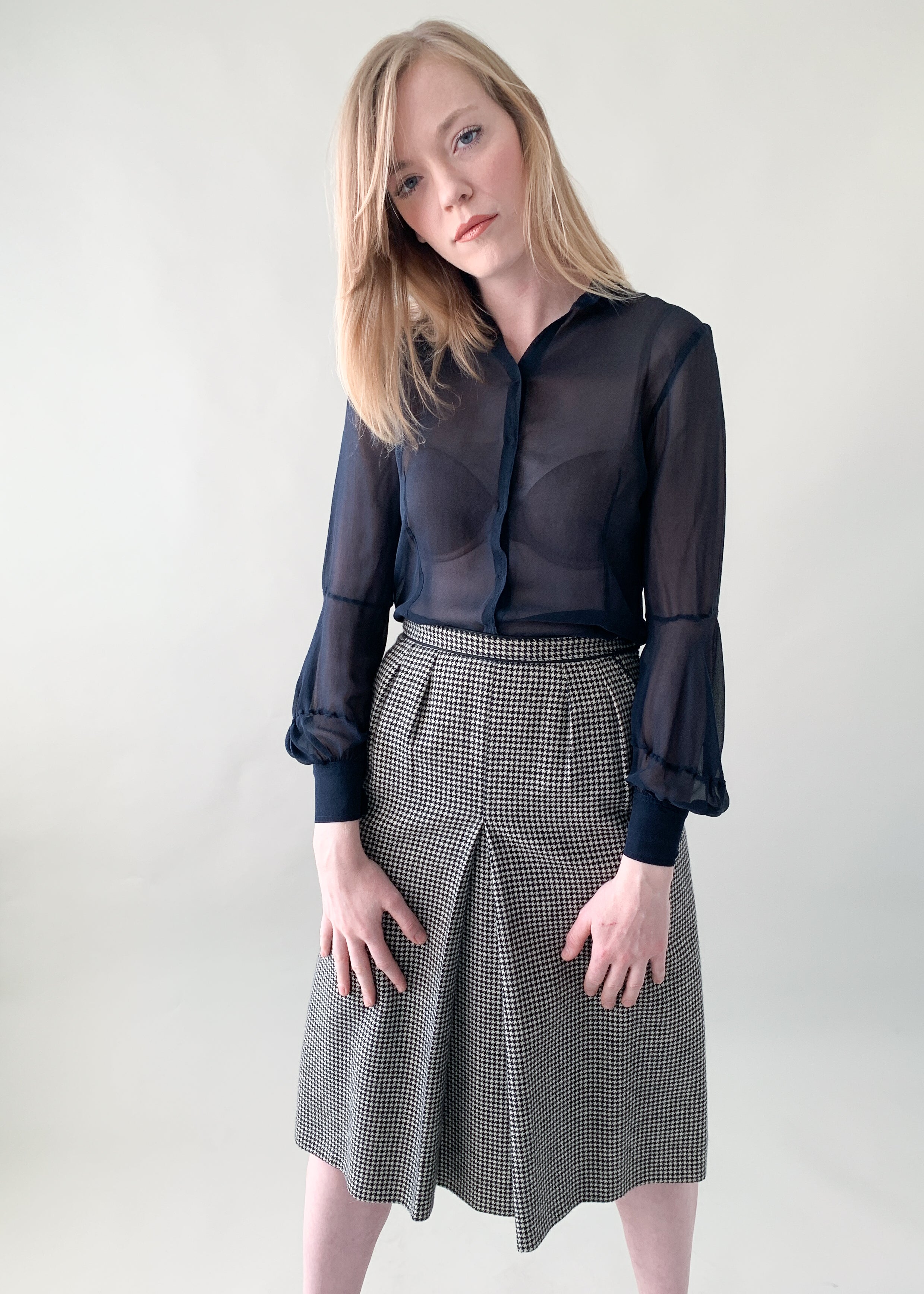 Vintage 1970s Yves Saint Laurent Houndstooth Skirt