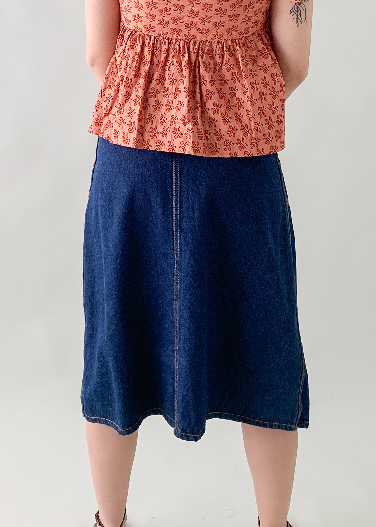 Vintage 1970s Denim Midi Skirt