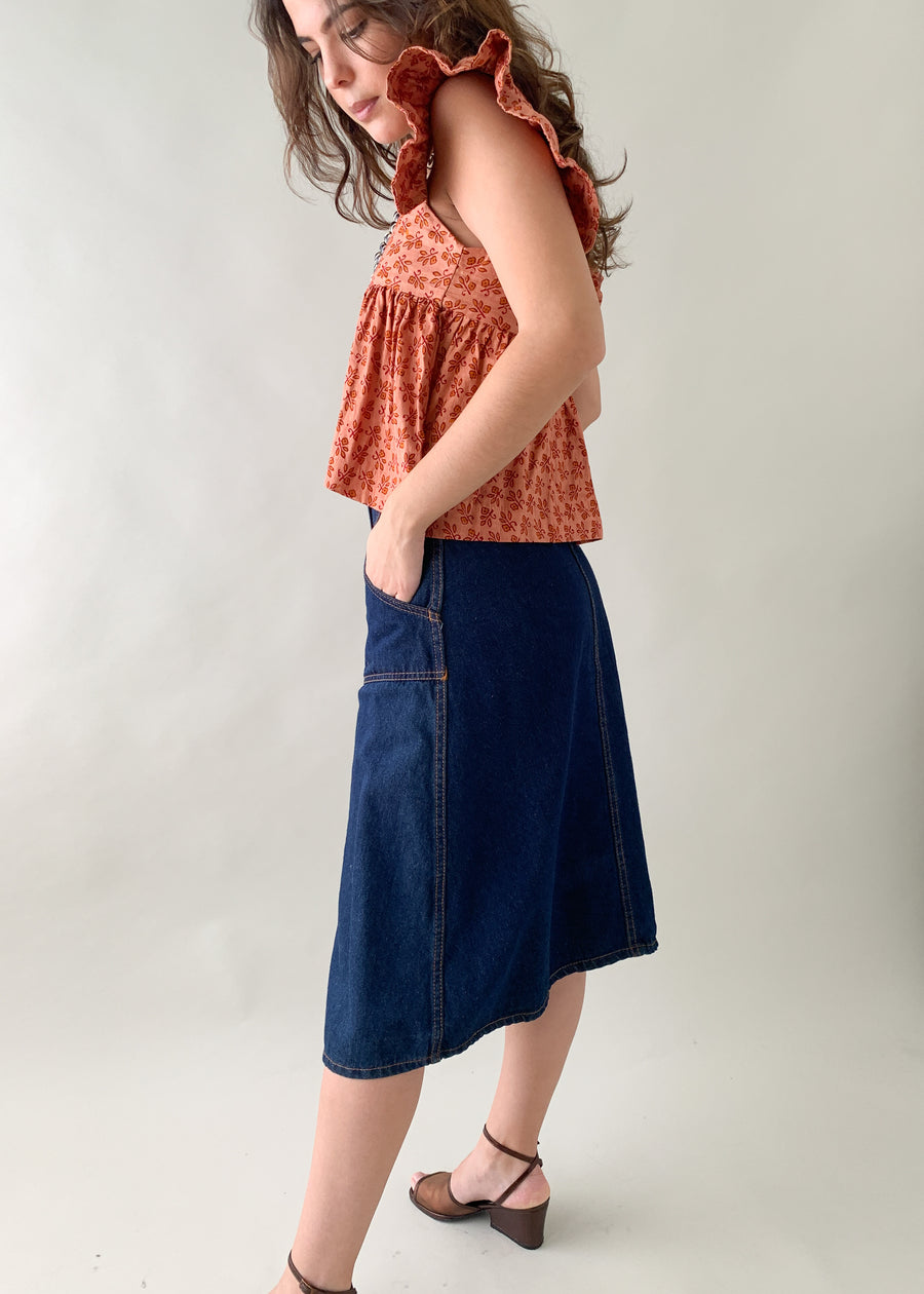 Vintage 1970s Denim Midi Skirt