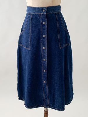 Vintage 1970s Denim Midi Skirt