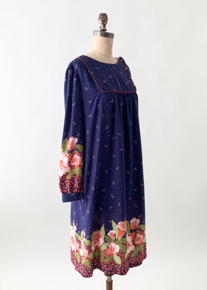Vintage 1970s Rose Print Dress