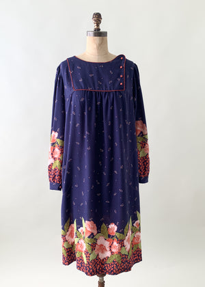 Vintage 1970s Rose Print Dress