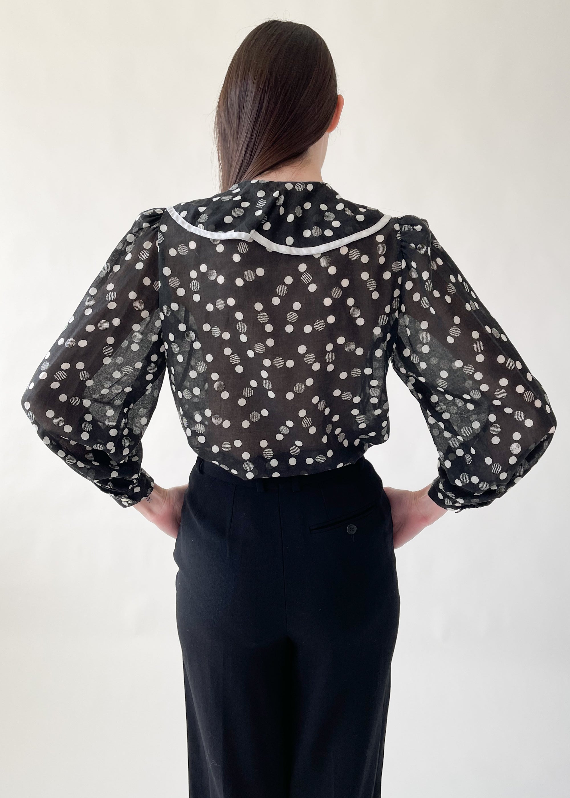 Vintage 1980s Sheer Polka Dot Blouse