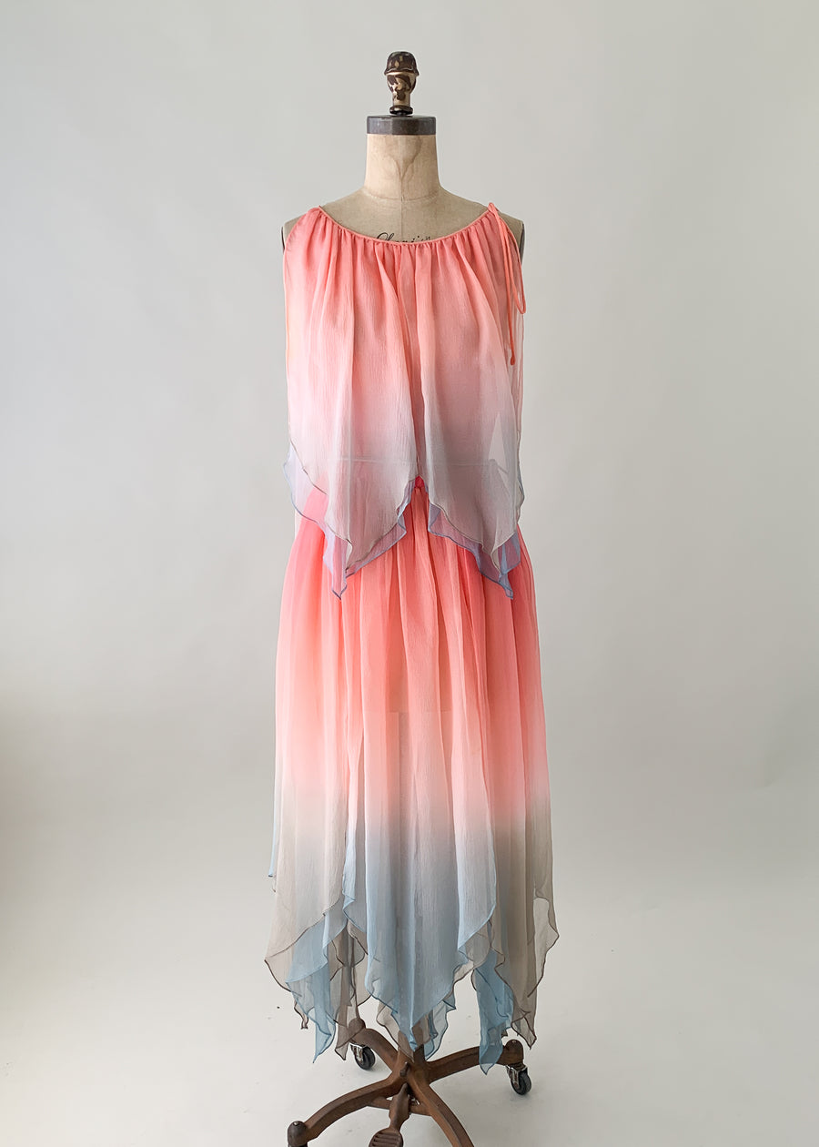 Vintage 1970s Bill Blass Silk Chiffon Dress