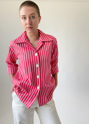 Vintage 1980s Yves Saint Laurent Striped Cotton Shirt