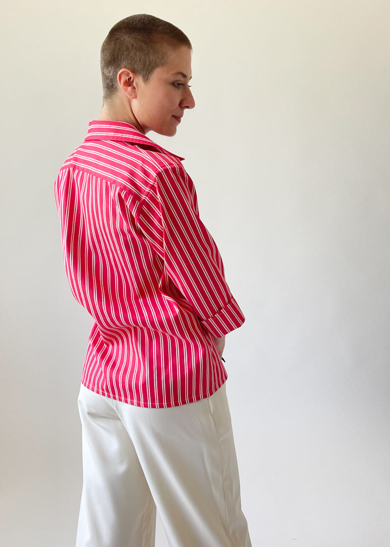 Vintage 1980s Yves Saint Laurent Striped Cotton Shirt - Raleigh