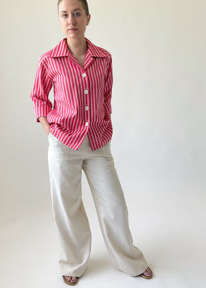Vintage 1980s Yves Saint Laurent Striped Cotton Shirt