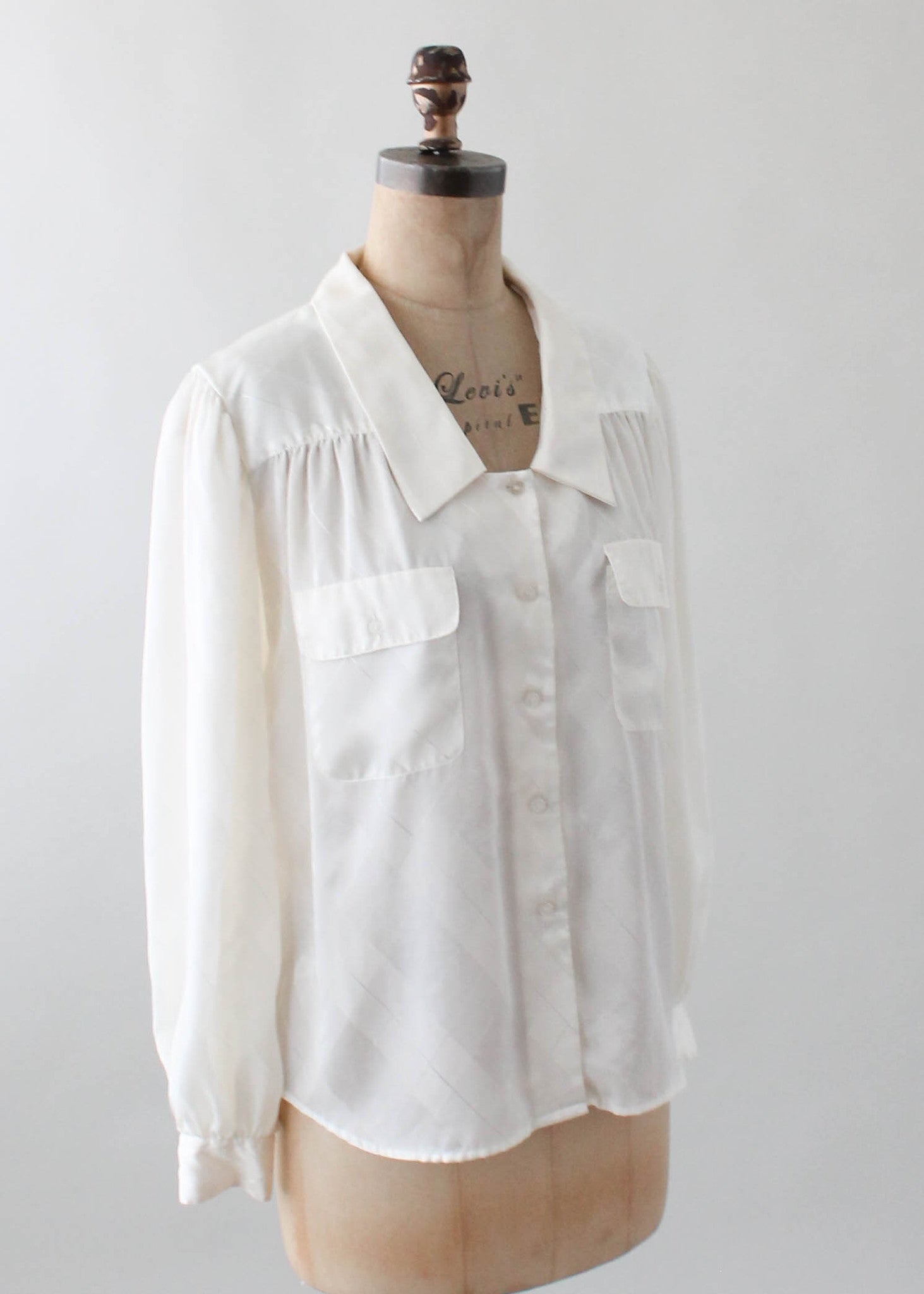 Vintage 1980s Adolfo White Silky Blouse