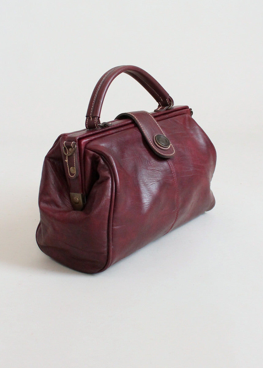 Vintage 1980s Capezio Burgundy Vegan Doctor Bag