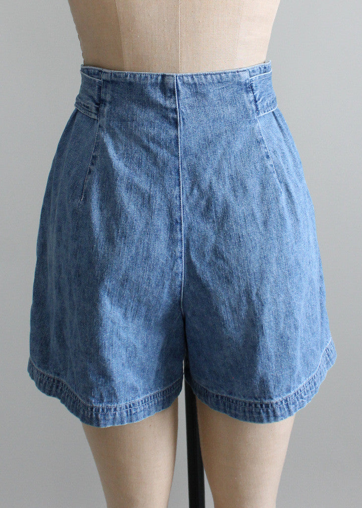 Vintage 1980s High Waist Jean Shorts
