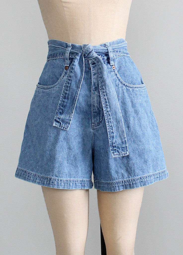 Vintage 1980s High Waist Jean Shorts