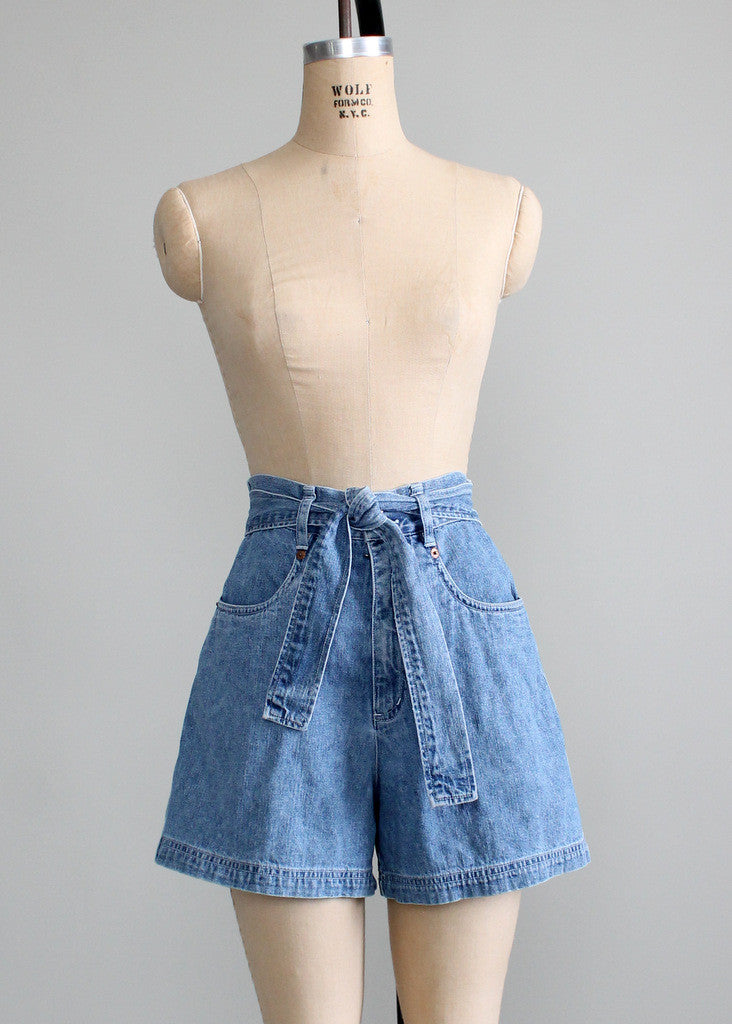 Vintage 1980s High Waist Jean Shorts
